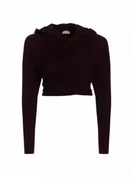 Шерстяной топ с капюшоном Saint Laurent, бордовый