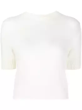 Шерстяной топ с короткими рукавами JIL SANDER, нейтральный