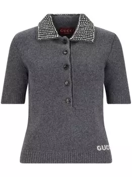 Шерстяной топ с ребристым краем Gucci, серый