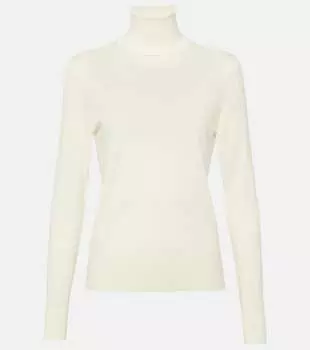 Шерстяной топ с высоким воротником Chlo, белый