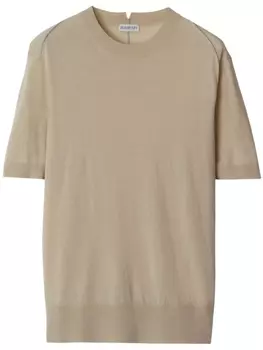 Шерстяной топ тонкой вязки Burberry, бежевый