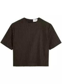 Шерстяной топ в полоску AMI Paris, коричневый