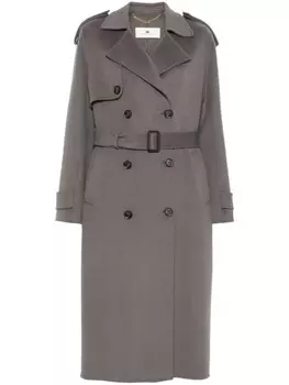 Шерстяной тренч Elisabetta Franchi, серый