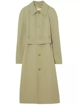 Шерстяной тренч с поясом Burberry, зеленый