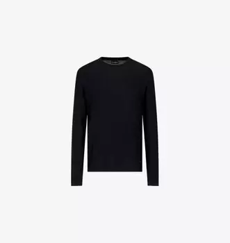 Шерстяной трикотажный джемпер с рельефным жаккардовым узором Emporio Armani, черный