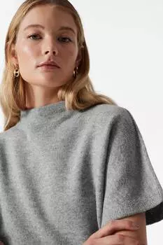 Шерстяной трикотажный топ с рукавами «летучая мышь» & Other Stories, серый