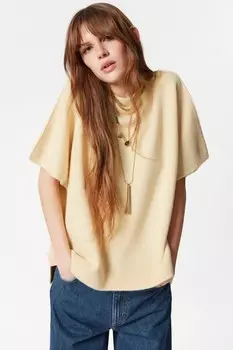 Шерстяной трикотажный топ с рукавами «летучая мышь» & Other Stories, желтый