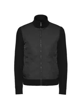 Шерстяной трикотажный жакет с вставкой Iconographe, нейлоновой жаккардовой передней панелью Valentino Garavani, черный