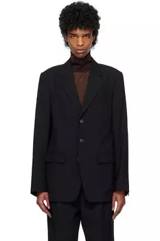 Шерстяной твидовый блейзер Dries Van Noten, черный
