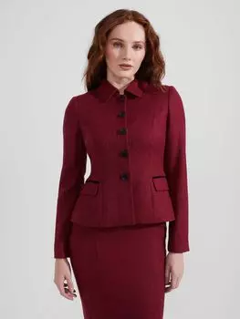 Шерстяной твидовый пиджак с узором в елочку Daneilla Hobbs, розовый/мульти