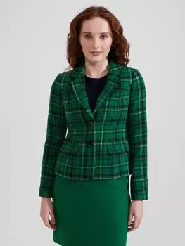 Шерстяной твидовый пиджак в клетку Petite Hackness Hobbs, зеленый/мульти