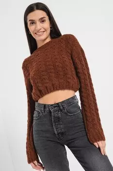 Шерстяной укороченный свитер Scrovil Hugo, коричневый