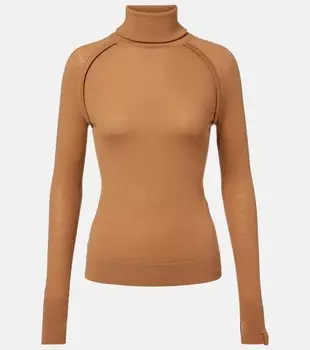 Шерстяной водолазный свитер Victoria Beckham, кэмел