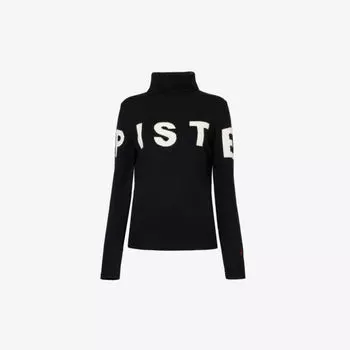 Шерстяной вязаный джемпер с водолазкой и вышитым логотипом Perfect Moment, черный