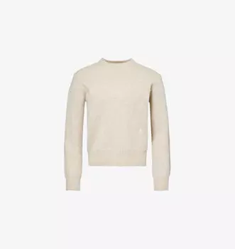 Шерстяной вязаный джемпер с вышитым логотипом Src Sporty & Rich, бежевый