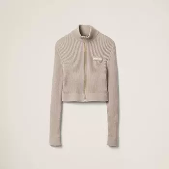Шерстяной вязаный кардиган Miu Miu, бежевый