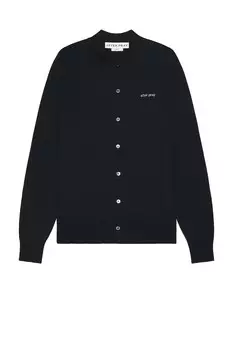 Шерстяной вязаный кардиган-поло After Pray, темно-синий