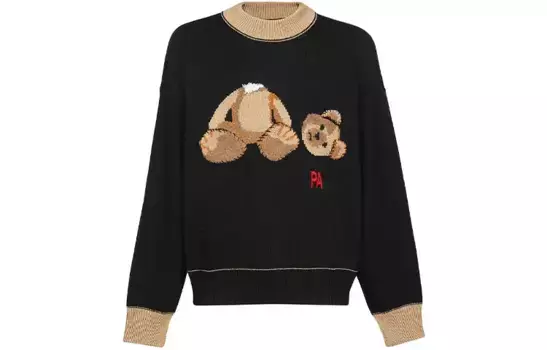 Шерстяной вязаный свитер Palm Bear Palm Angels, черный