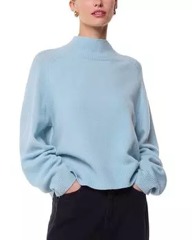 Шерстяной вязаный свитер с воротником-воронкой Whistles, синий