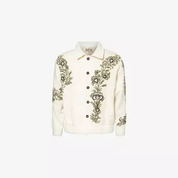 Шерстяной жакет свободного кроя с вышивкой Almora Kartik Research, белый