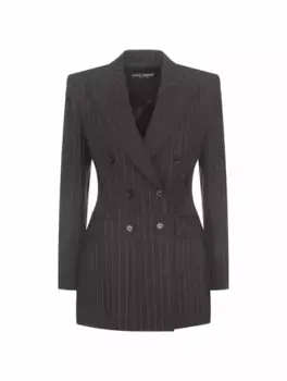 Шерстяной жакет в полоску Dolce&Gabbana, черный