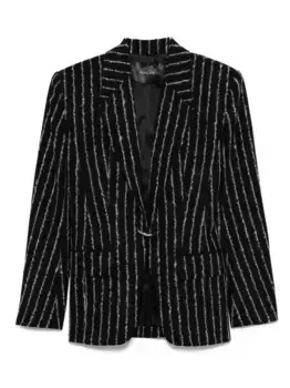 Шерстяной жакет в тонкую полоску Mugler, черный
