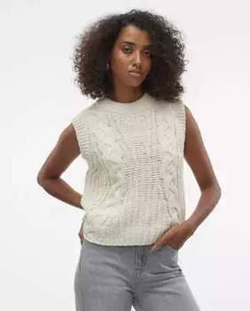 Шерстяной женский вязаный жилет Vero Moda, белый