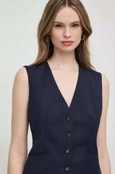 Шерстяной жилет Boss, темно-синий