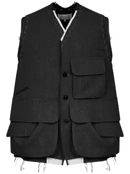 Шерстяной жилет карго Maison Margiela, серый