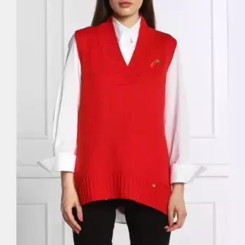 Шерстяной жилет прямого кроя Marc Cain, красный