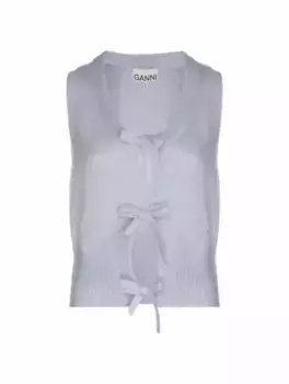 Шерстяной жилет с логотипом Ganni, синий