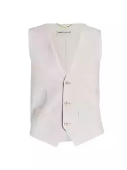 Шерстяной жилет с плоской передней частью Saint Laurent, цвет craie