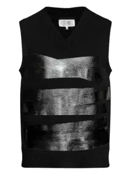Шерстяной жилет с V-образным вырезом MM6 Maison Margiela, черный