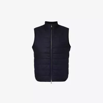 Шерстяной жилет стандартного кроя с подкладкой и подкладкой Oscar Jacobson, синий