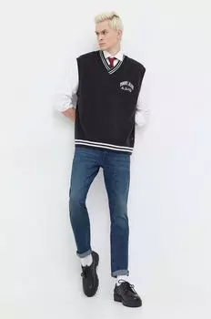 Шерстяной жилет Tommy Jeans, черный