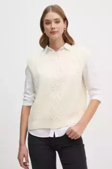 Шерстяной жилет United Colors of Benetton, бежевый