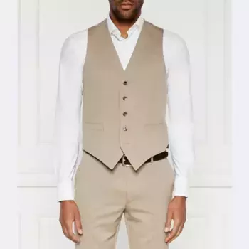 Шерстяной жилет узкого кроя Carlo Oscar Jacobson, бежевый