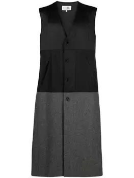 Шерстяной жилет в двух тонах MM6 Maison Margiela, черный