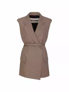 Шерстяной жилет в клетку Jil Sander, мультиколор