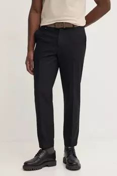 Шерстяные брюки Boss, черный