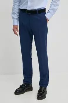 Шерстяные брюки BOSS, синий