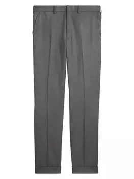 Шерстяные брюки Greg с плоской передней частью Ralph Lauren Purple Label, серый