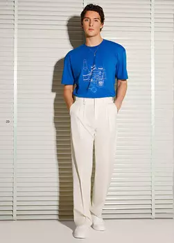 Шерстяные брюки оверсайз Academia, экрю