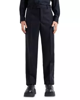 Шерстяные брюки Regular Fit в полоску с добавлением эластана Emporio Armani, синий