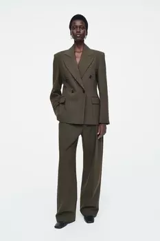 Шерстяные брюки-relaxed fit COS, темный хаки