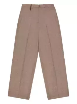 Шерстяные брюки с кожаной отделкой Bally, нейтральный