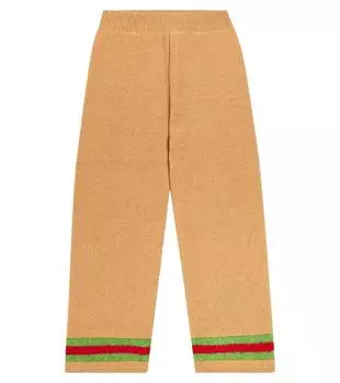 Шерстяные брюки с полосками web Gucci Kids, коричневый