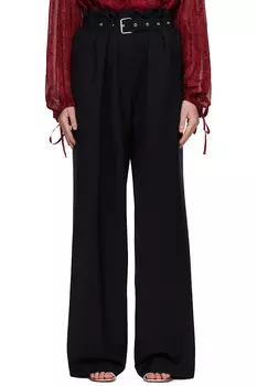 Шерстяные брюки с поясом Dries Van Noten, черный