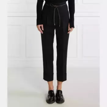 Шерстяные брюки с прямым ремнем Peserico, черный