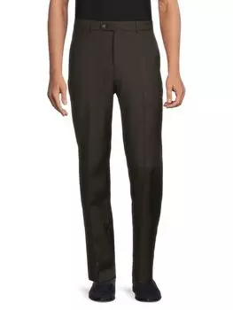 Шерстяные брюки с узором из акульей кожи Saks Fifth Avenue, цвет Dark Olive